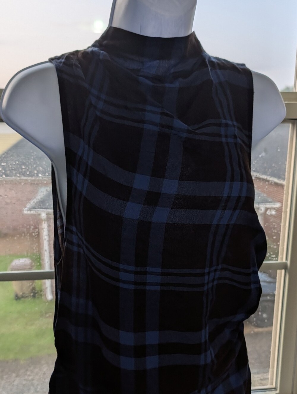 ALC Blue Plaid Iggy Dress - Asymmetrical Punk Sleeveless Maxi - Picture 13 of 16